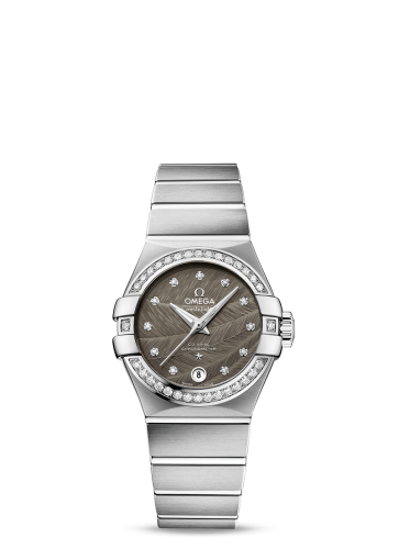 Omega Constellation Co-Axial 27 Brushed Stainless Steel / Diamond / Grey Feather